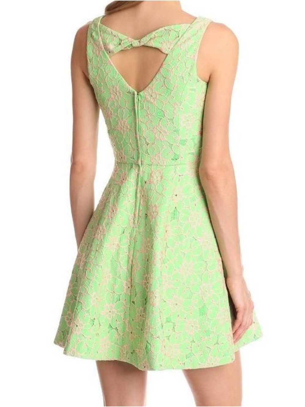 Lily Pulitzer Freja Green pique Floral Lace Fit-and-Flare Dress 4